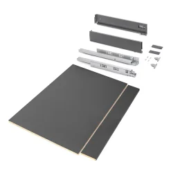 Emuca Kit de tiroirs pour cuisine ou salle de bains Vertex avec réglages 3D, hauteur 93mm, avec panneaux inclus, module 900mm,