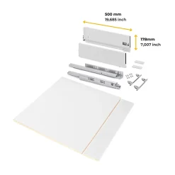 Emuca Kit de tiroirs pour cuisine ou salle de bains Vertex avec réglages 3D, hauteur 178mm, avec panneaux inclus, module 600mm,