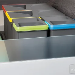 Emuca Kit poubelle de tri sélectif pour tiroir de cuisine avec socle Recycle hauteur 216mm, 2x12litres, 2x6litres, module 800mm,