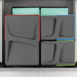 Emuca Kit poubelle de tri sélectif pour tiroir de cuisine avec socle Recycle hauteur 216mm, 1x12litres, 2x6litres, module 600mm,