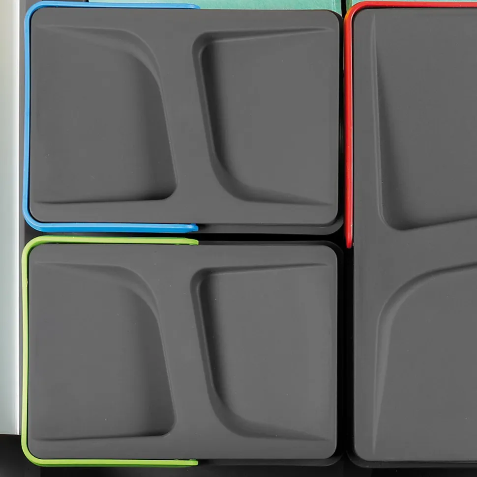 Emuca Kit poubelle de tri sélectif pour tiroir de cuisine avec socle Recycle hauteur 216mm, 1x12litres, 2x6litres, module 600mm,