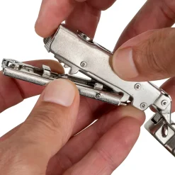 Emuca Lot de 20 charnières coudées X91 à fermeture amortie avec embases droite à visser, Hauteur 1, Acier, Nickelé