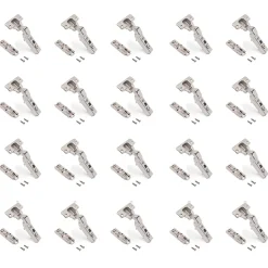 Emuca Lot de 20 charnières coudées X91 à fermeture amortie avec embases droite à visser, Hauteur 1, Acier, Nickelé