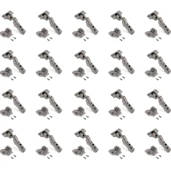 Emuca Lot de 20 charnières coudées X91 avec fermeture amortie et embases Euro, hauteur 0, nickelé, titane