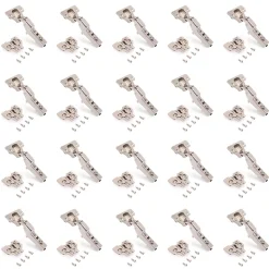 Emuca Lot de 20 charnières coudées X92 avec fermeture amortie avec embases à visser, Hauteur 0, Acier, Nickelé