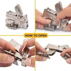 Emuca Lot de 10 charnières coudées X91 Ouverture à 165 degrés avec fermeture amortie et embases Euro, Hauteur 0, Acier, Nickelé