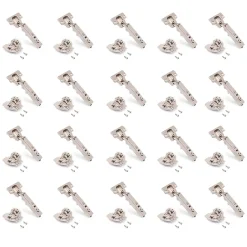 Emuca Lot de 20 charnières droites X92 avec fermeture amortie et embases de montage mixtes, Diamètre 5x9.5mm, Hauteur 0, Acier,