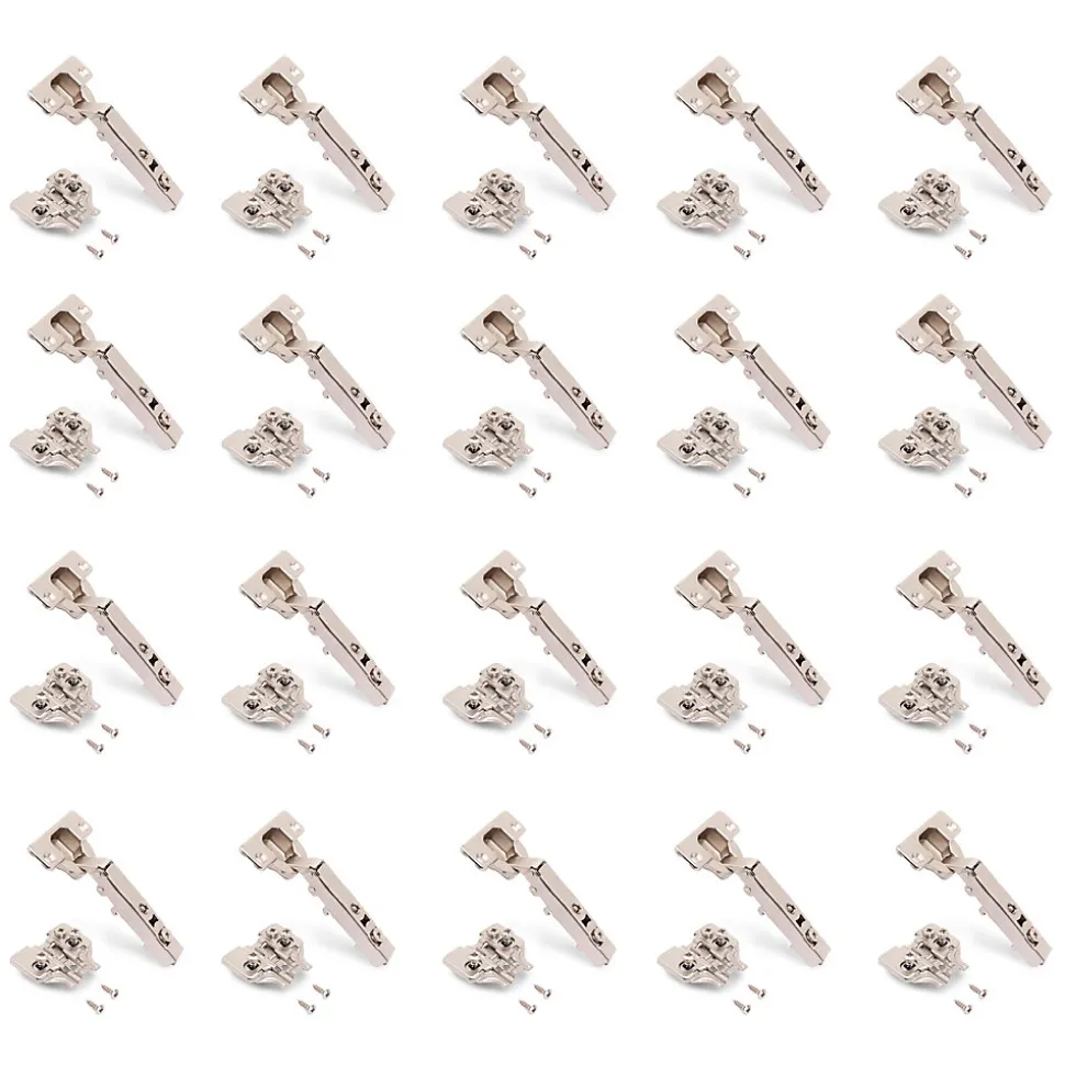 Emuca Lot de 20 charnières droites X92N et embases de montage mixtes, Diamètre 5x9.5mm, Hauteur 0, Acier, Nickelé