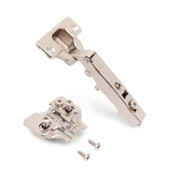 Emuca Lot de 20 charnières droites X92N et embases de montage mixtes, Diamètre 5x9.5mm, Hauteur 0, Acier, Nickelé