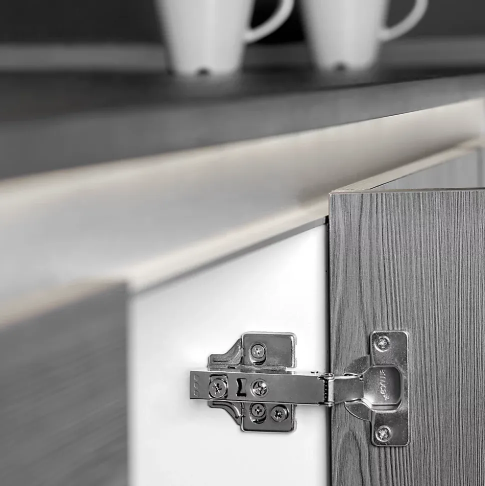 Emuca Lot de 20 charnières droites X92 avec fermeture amortie et embase à visser, Hauteur 0, Acier, Nickelé