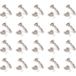 Emuca Lot de 20 charnières droites X91 à fermeture amortie avec embases de montage mixtes, Diamètre 5x9.5mm, Hauteur 0, Acier,