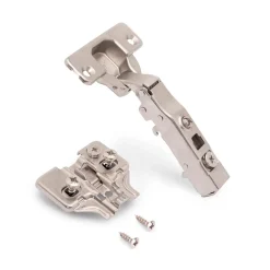 Emuca Lot de 20 charnières droites X91 à fermeture amortie avec embases de montage mixtes, Diamètre 5x9.5mm, Hauteur 0, Acier,