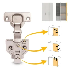 Emuca Lot de 20 charnières droites X91N avec embases de montage mixtes, Diamètre 5x9.5mm, Hauteur 0, Acier, Nickelé