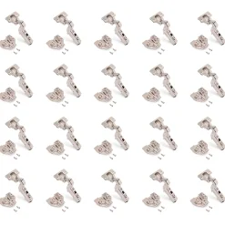 Emuca Lot de 20 charnières super coudées X91 avec fermeture amortie et embases Euro, Hauteur 0, Acier, Nickelé