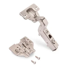 Emuca Lot de 20 charnières super coudées X91 avec fermeture amortie et embases Euro, Hauteur 0, Acier, Nickelé
