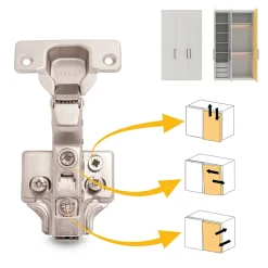 Emuca Lot de 20 charnières super coudées X91 avec fermeture amortie et embases Euro, Hauteur 0, Acier, Nickelé