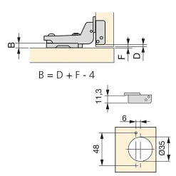 Emuca Lot de 20 charnières super coudées X91 avec fermeture amortie et embases Euro, Hauteur 0, Acier, Nickelé