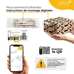 Emuca Lot de 10 charnières Super coudées X91 ouverture à 165 degrés avec fermeture amortie et embases Euro, hauteur 0, acier,