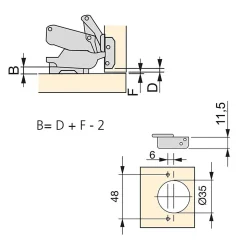 Emuca Lot de 10 charnières Super coudées X91 ouverture à 165 degrés avec fermeture amortie et embases Euro, hauteur 0, acier,