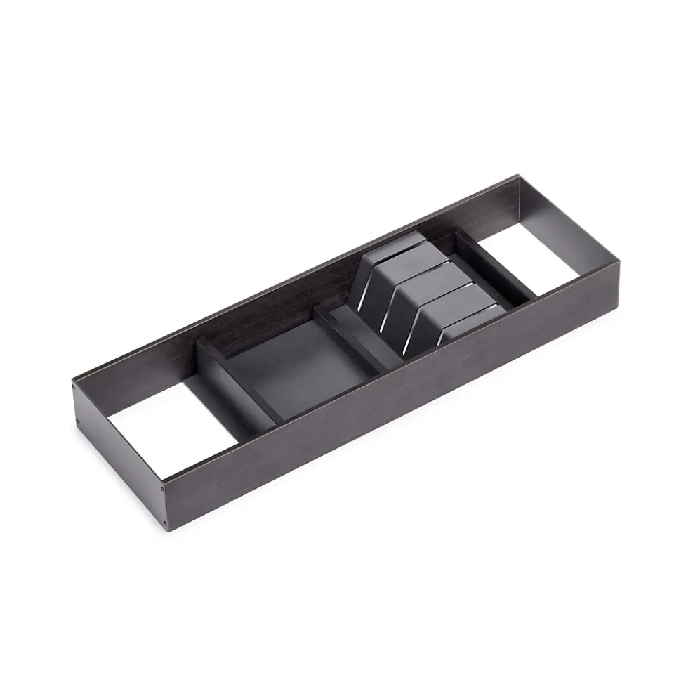 Emuca Orderbox Porte-couteau pour tiroir, 150x470mm, Acier et Bois, Gris antracite