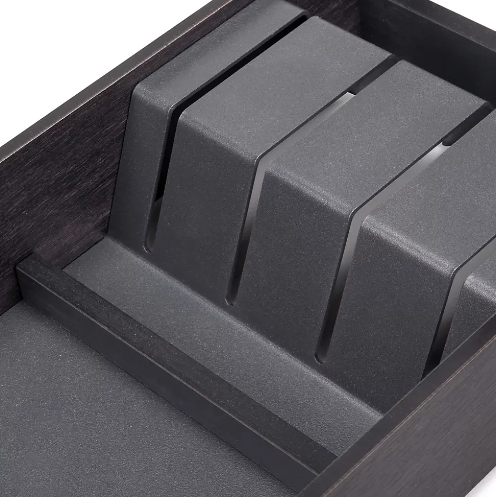 Emuca Orderbox Porte-couteau pour tiroir, 150x470mm, Acier et Bois, Gris antracite