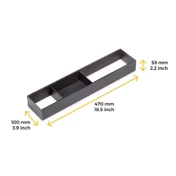 Emuca Orderbox Rangement de tiroirs, 100x470mm, Acier et Bois, Gris antracite