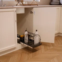 Emuca Plateau pour accessoires de cuisine avec fixation inférieure et extraction manuelle, Plastique gris anthracite