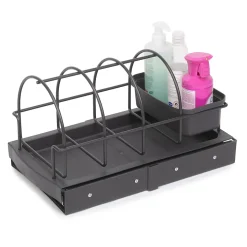 Emuca Plateau pour accessoires de cuisine avec fixation inférieure et extraction manuelle, Plastique gris anthracite