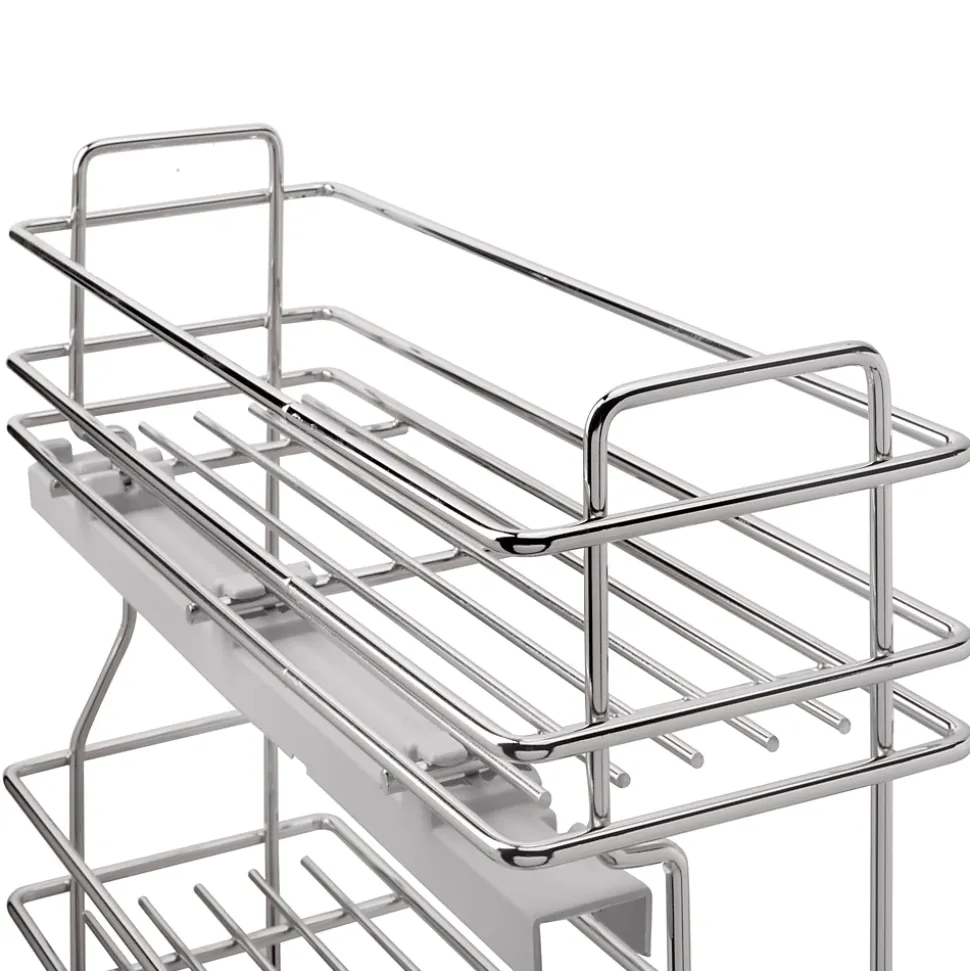 Emuca porte-bouteilles extractible SupraMax avec fermeture à amortie, gauche, 3 plateaux, module 200mm, Acier, Chromé