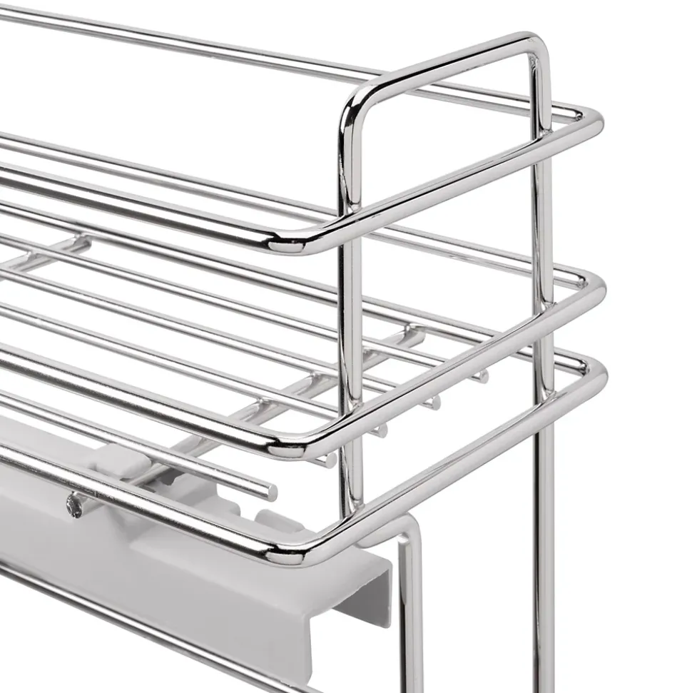 Emuca porte-bouteilles extractible SupraMax avec fermeture à amortie, gauche, 3 plateaux, module 200mm, Acier, Chromé