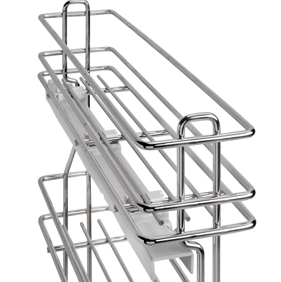 Emuca porte-bouteilles extractible SupraMax avec fermeture à amortie, gauche, 3 plateaux, module 150mm, Acier, Chromé