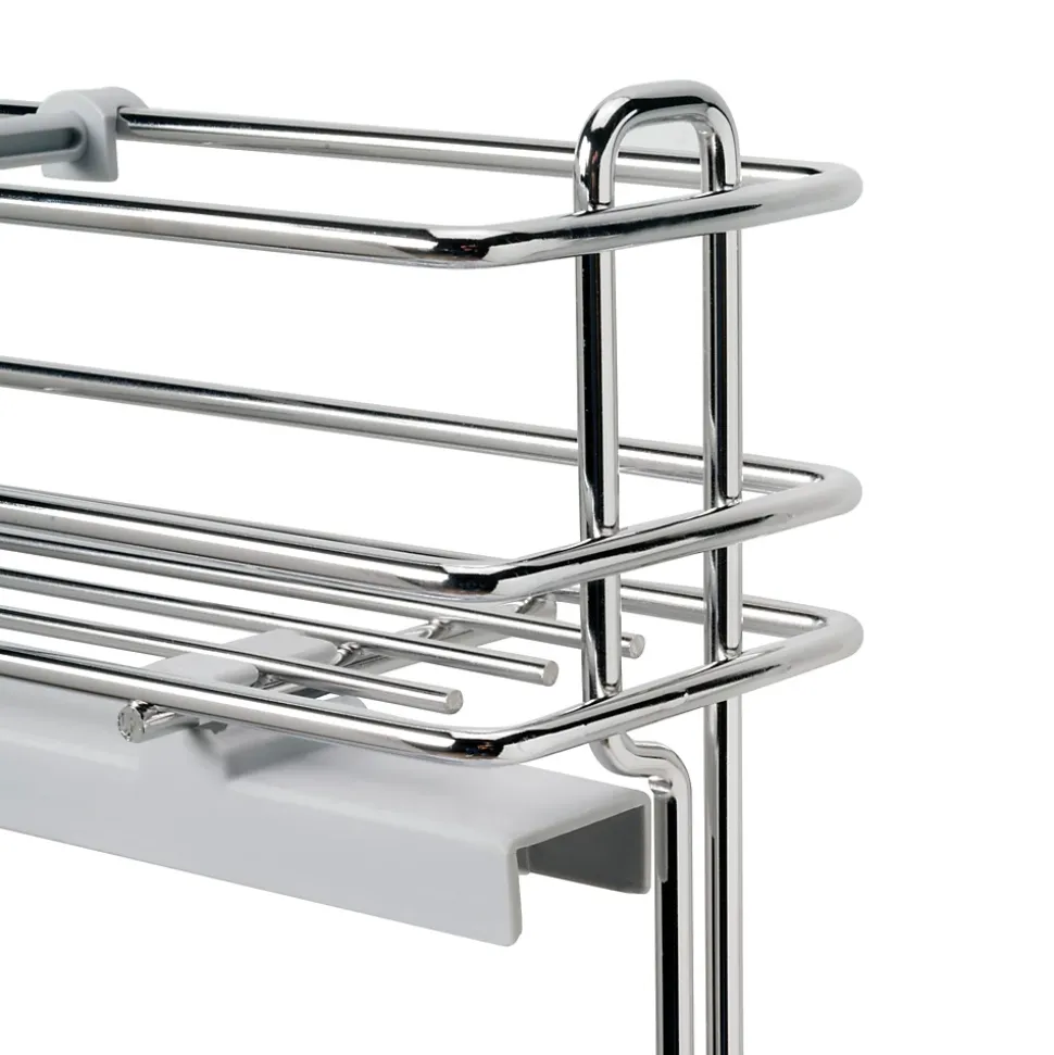 Emuca porte-bouteilles extractible SupraMax avec fermeture à amortie, gauche, 3 plateaux, module 150mm, Acier, Chromé