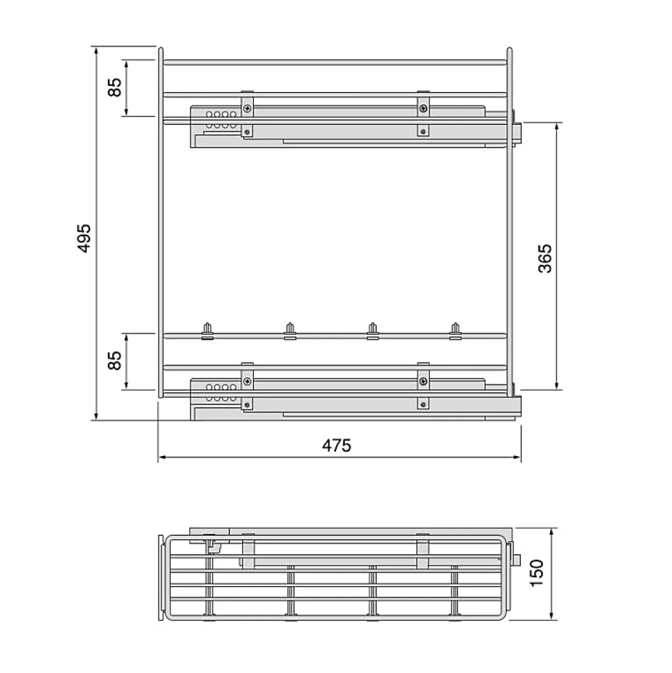 Emuca Porte-bouteilles extractible Suprastar avec fermeture amortie, module 200mm, acier, chromé