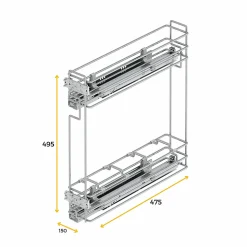 Emuca Porte-bouteilles extractible Suprastar avec fermeture amortie, module 200mm, acier, chromé