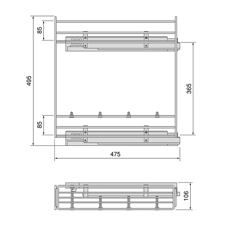 Emuca Porte-bouteilles extractible Suprastar avec fermeture amortie, module 150mm, acier, chromé