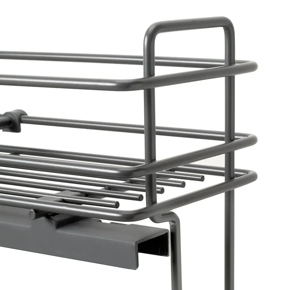 Emuca porte-bouteilles extractible TitaneMax avec fermeture à amortie, gauche, 3 plateaux, module 200mm, Acier, Gris Anthracite