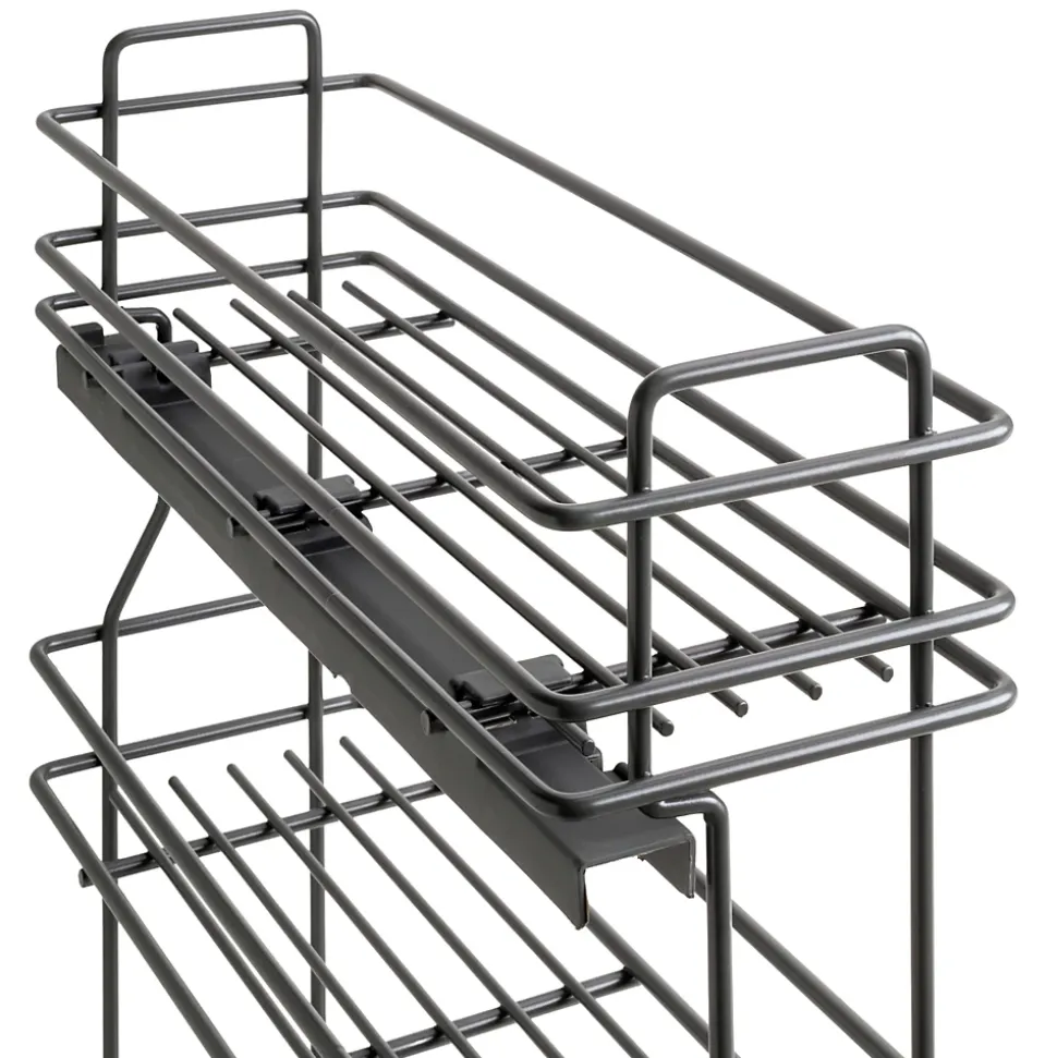 Emuca porte-bouteilles extractible TitaneMax avec fermeture à amortie, gauche, 3 plateaux, module 200mm, Acier, Gris Anthracite