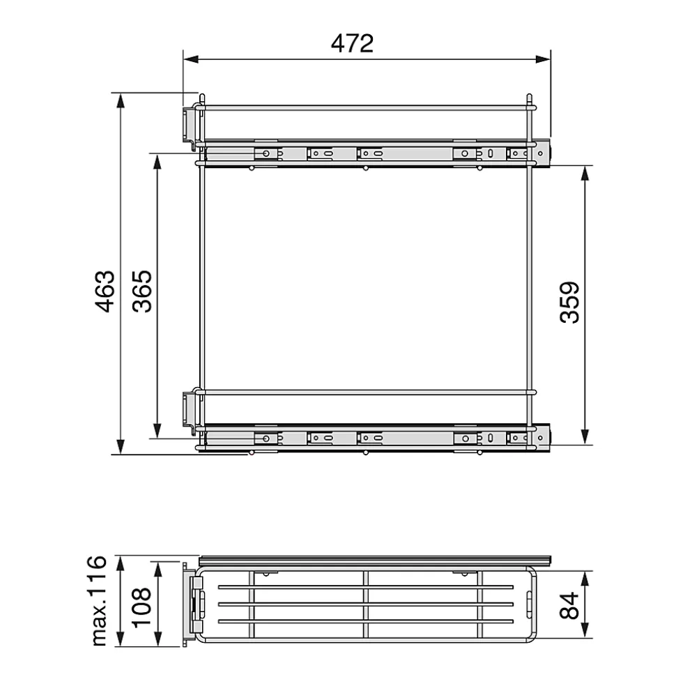 Emuca Porte-bouteilles extractible SupraMax, module 150mm, acier, chromé