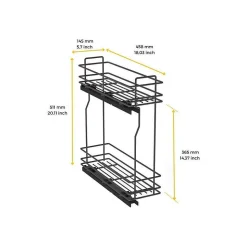 Emuca porte-bouteilles latéral extractible TitaneMax, avec fermeture amortie, module 200mm, Acier, Gris antracite