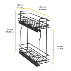 Emuca porte-bouteilles latéral extractible TitaneMax, avec fermeture amortie, module 200mm, Acier, Gris antracite