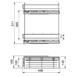 Emuca porte-bouteilles latéral extractible TitaneMax, avec fermeture amortie, module 200mm, Acier, Gris antracite