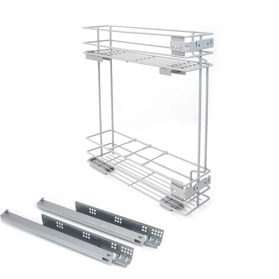 Emuca Porte-bouteilles latéral extractible Supra avec fermeture amortie, module 150mm, Acier, Peint aluminium