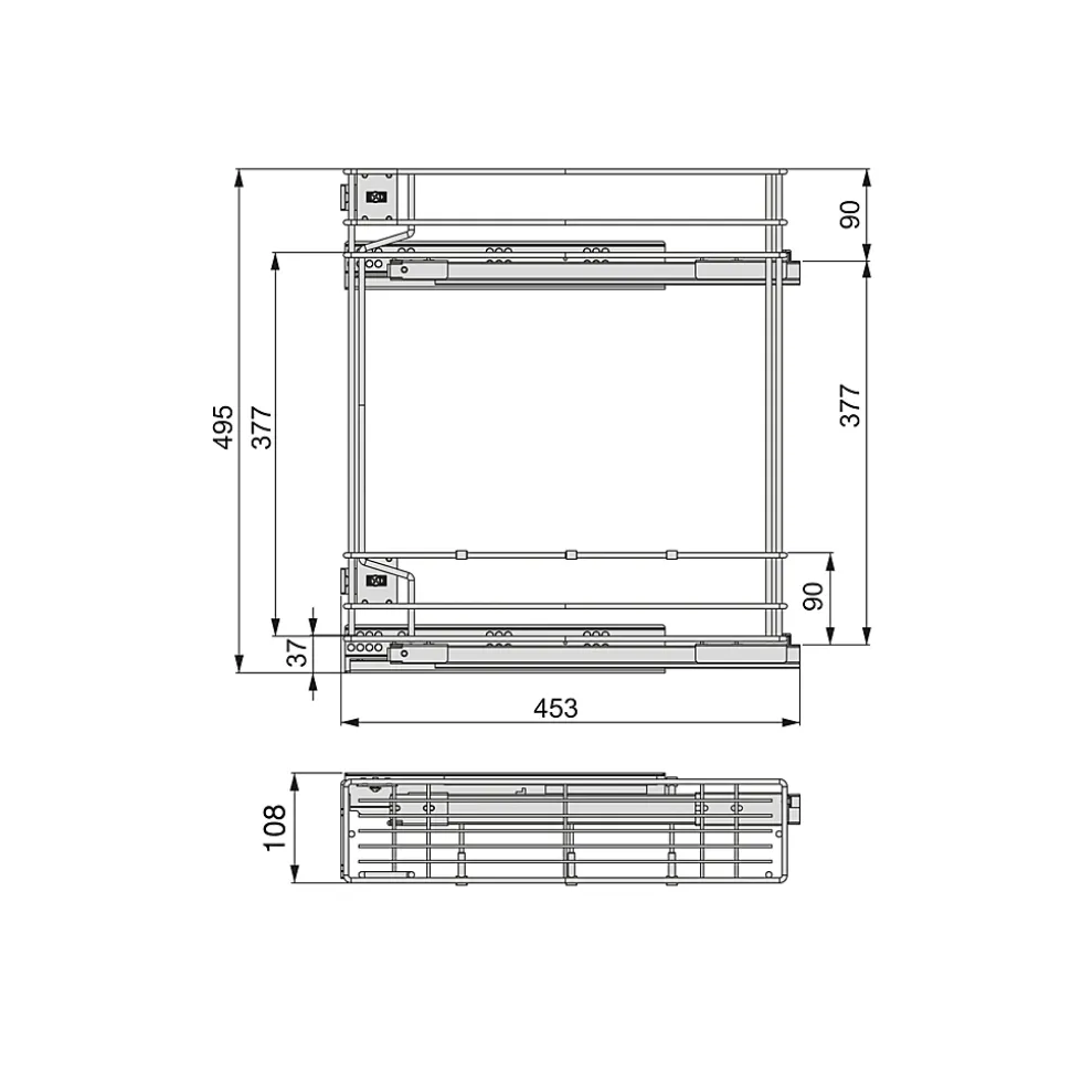 Emuca Porte-bouteilles latéral extractible Supra avec fermeture amortie, module 150mm, Acier, Peint aluminium