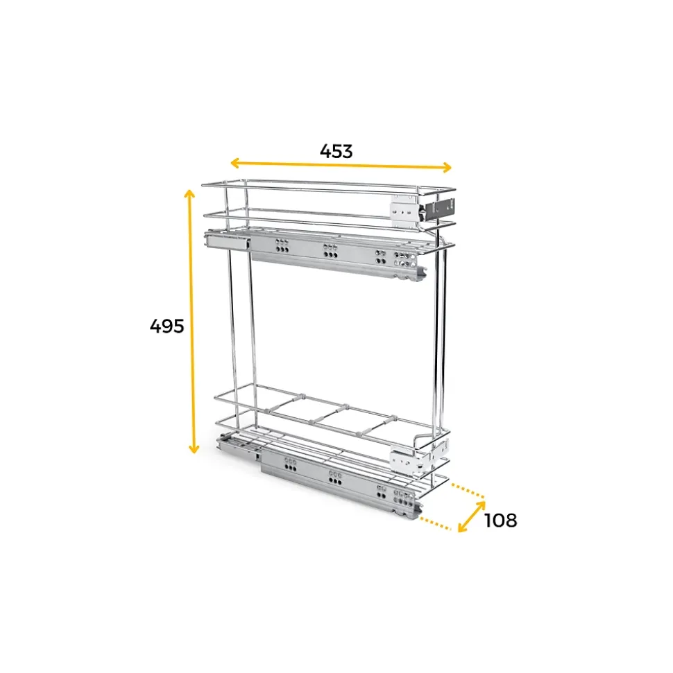 Emuca Porte-bouteilles latéral extractible Supra avec fermeture amortie, module 150mm, Acier, Peint aluminium