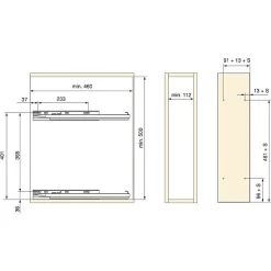 Emuca Porte-bouteilles latéral extractible SupraMax avec fermeture amortie, module 150mm, acier, chromé