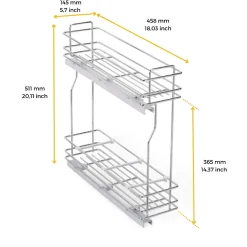 Emuca porte-bouteilles latéral extractible TitaneMax, avec fermeture amortie, module 200mm, Acier, Chromé