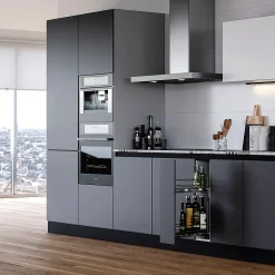 Emuca porte-bouteilles latéral extractible TitaneMax, avec fermeture amortie, module 200mm, Acier, Chromé