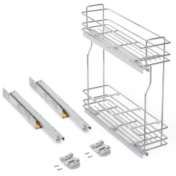 Emuca porte-bouteilles latéral extractible TitaneMax, avec fermeture amortie, module 200mm, Acier, Chromé