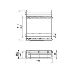 Emuca porte-bouteilles latéral extractible TitaneMax, avec fermeture amortie, module 200mm, Acier, Chromé