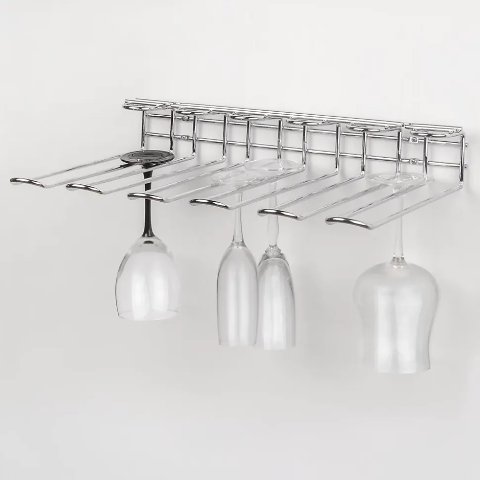 Emuca Porte-verres pour meubles Supra 5 rangées, longueur 320mm, Acier, Chromé